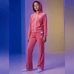 Rare Adidas Originals Pink Velour Tracksuit Set - NWT SAMPLE - Youth M